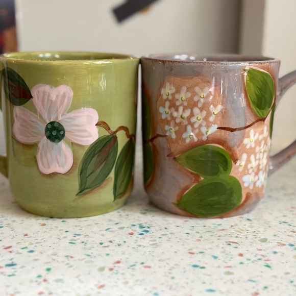 Kitchen | Vintage Floral Handpainted Ceramic Mugs | Poshmark